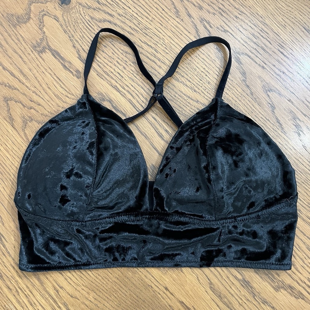 Bralette Size M Black Velvet Whimsigoth Grunge Velour